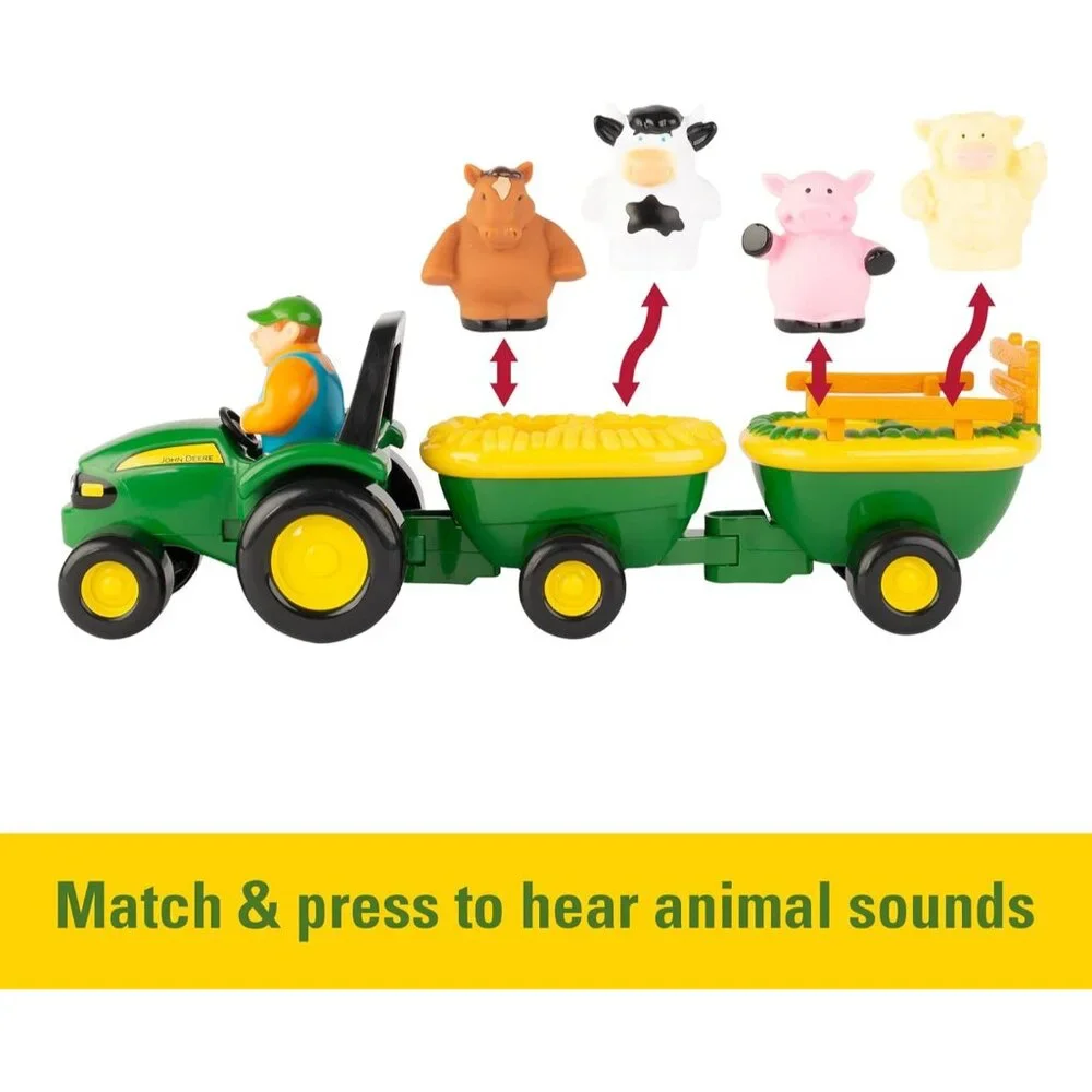 John Deere Animal Sounds Hayride Musical Tractor Toy - Musical Hayride Toddler T - Picture 2 of 7